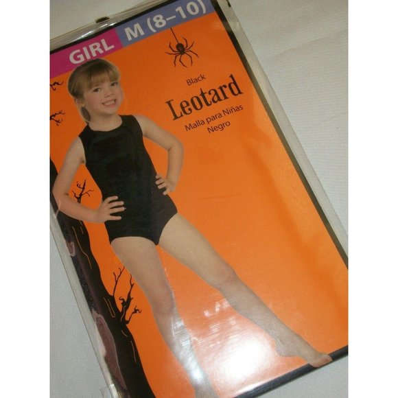 Halloween Girls Black Leotard Dance Ballet Costume Sleeveless Size Medium 8-10 - Picture 2 of 3